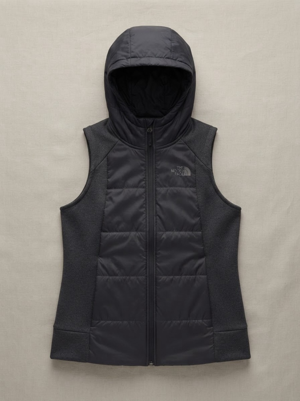 The North Face Women's Hybrid Hooded Vest Charcoal Gray Black Small S
